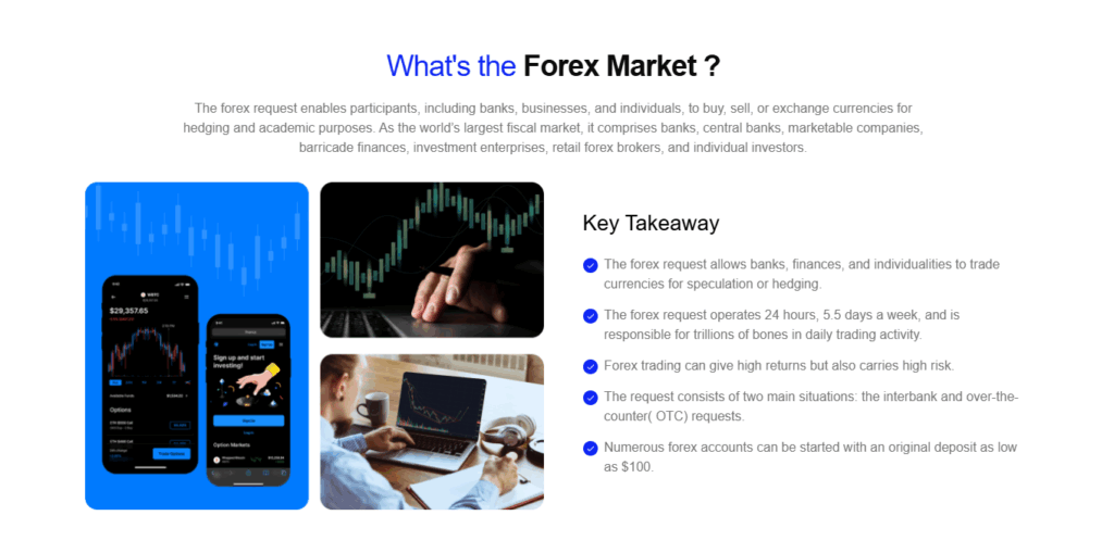 Screenshot of EquityGates page explaining what the Forex market is