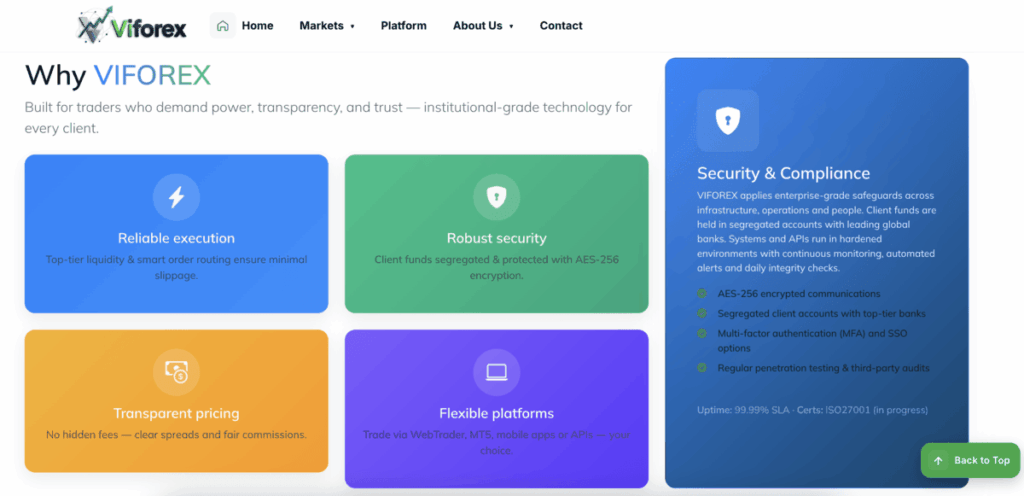Viforex page screenshot | Finserving Viforex page screenshot