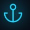 Blue anchor icon on a white background, representing a nautical theme or maritime symbol, likely decorative logo/mark when used in a UI.